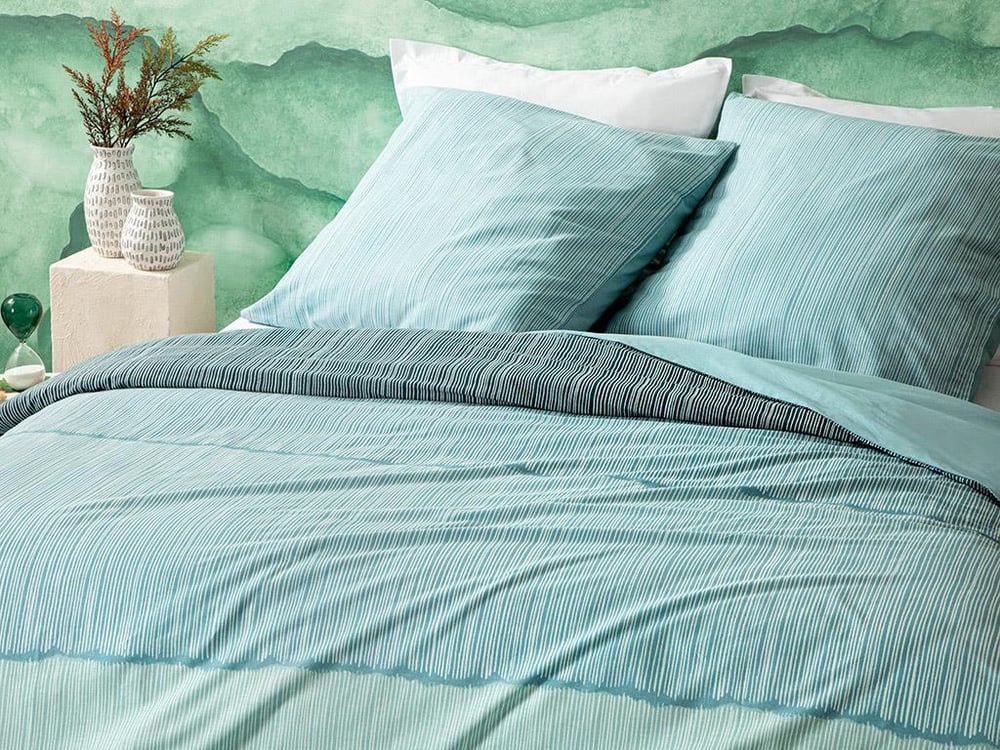 Blurred Lines Cu Bumbac Small Single Set Lenjerie De Pat 140x200 cm + 80x80 cm Seledon