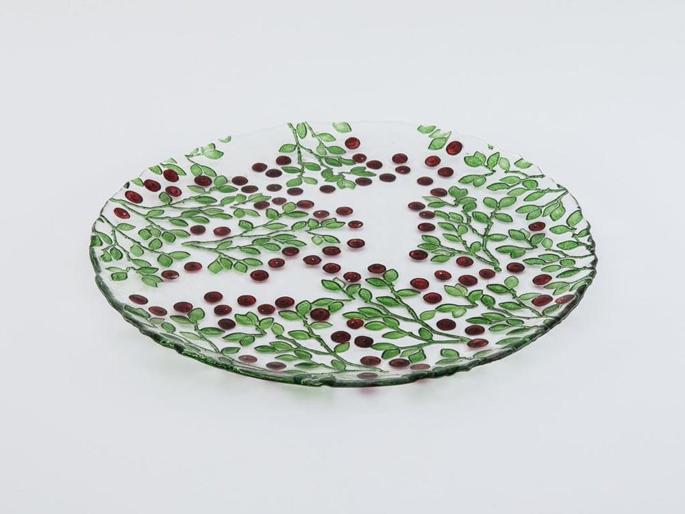boabă Sticlă Farfurie De Servire 33 Cm Roșu-verde