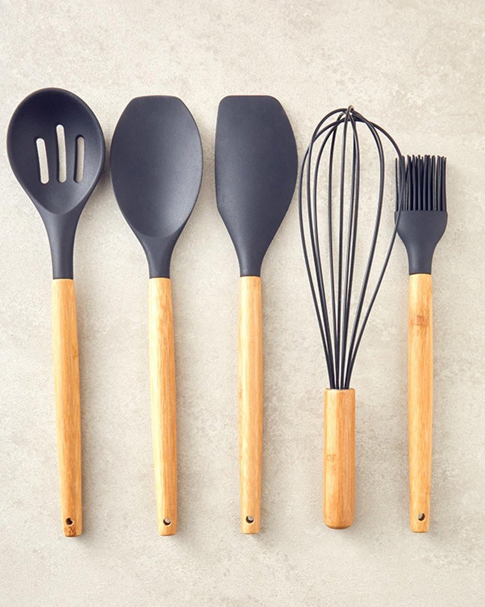 Bordeaux Silicon 6 Piese Ustensilă Servire 17 cm Negru