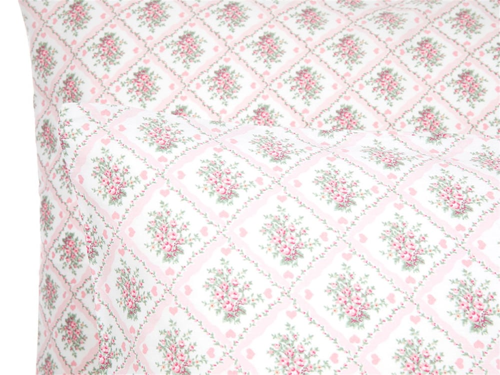 Buchet minunat  Satin bumbac Set 2  FAȚĂ DE PERNĂ 50x70 cm Roz Deschis