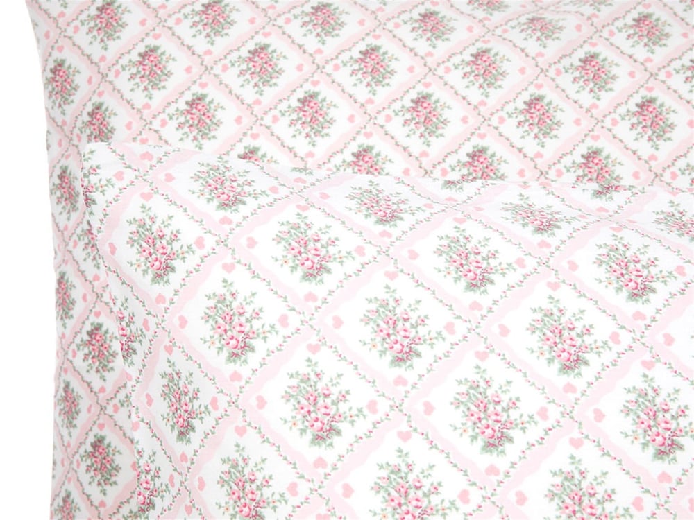 Buchet minunat  Satin bumbac Set 2  FAȚĂ DE PERNĂ 50x70 cm Roz Deschis