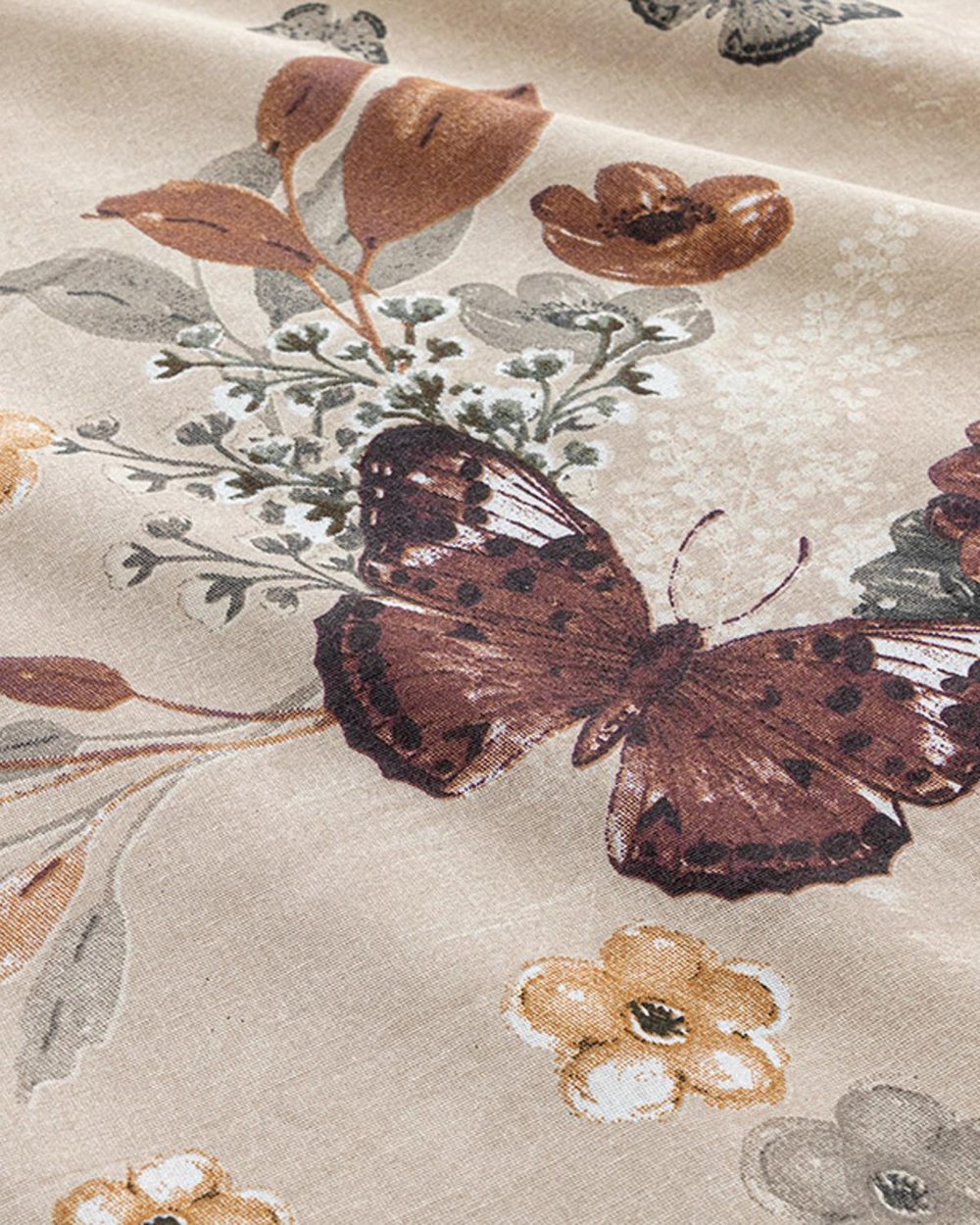 Butterfly Valley Cu Bumbac Double Lenjerie De Pat 200x210 cm Bej