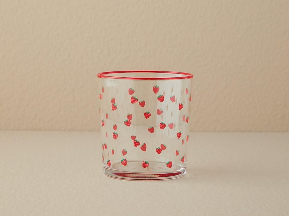 Strawberry Glass 3 Set Juice Glass 380 ml Red