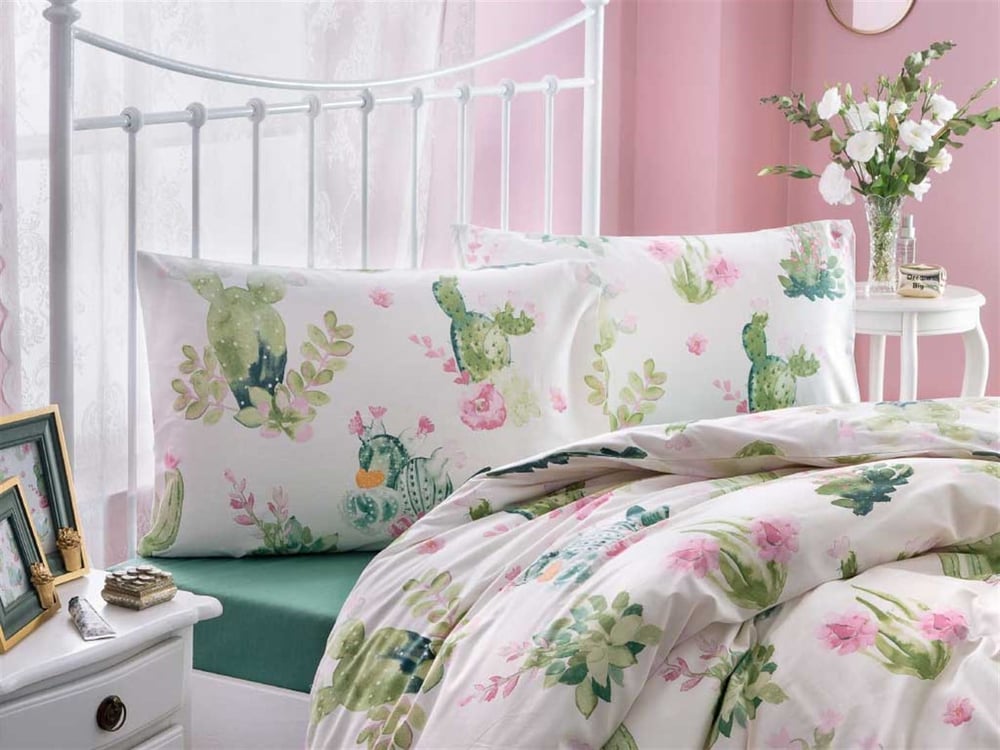 Cactus Double Set Lenjerie De Pat 200x220 cm Verde