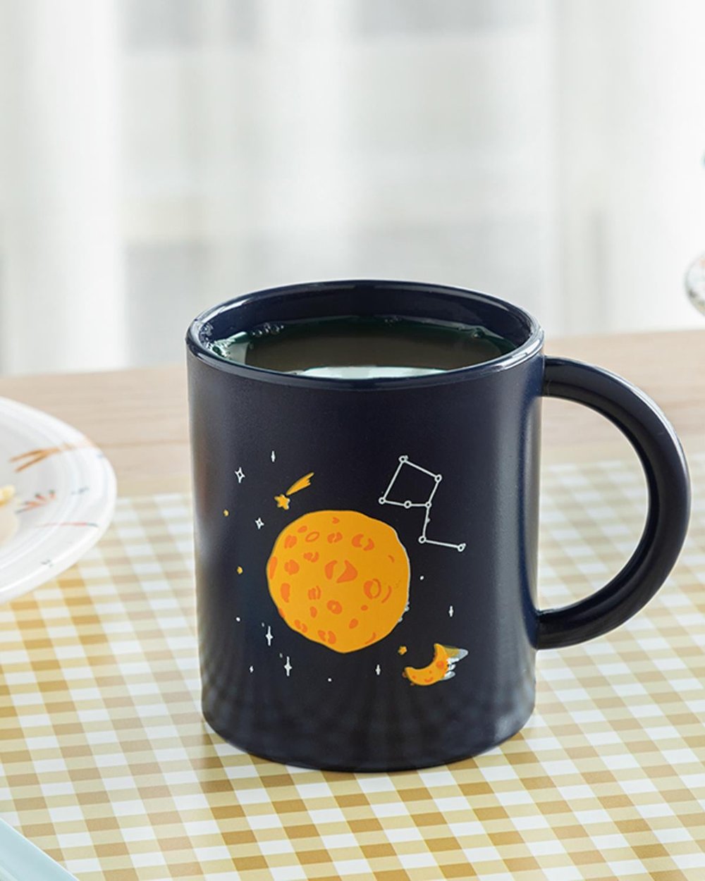 Cană cu pai pentru copii, Galaxy, 210 ml, plastic, bleumarin