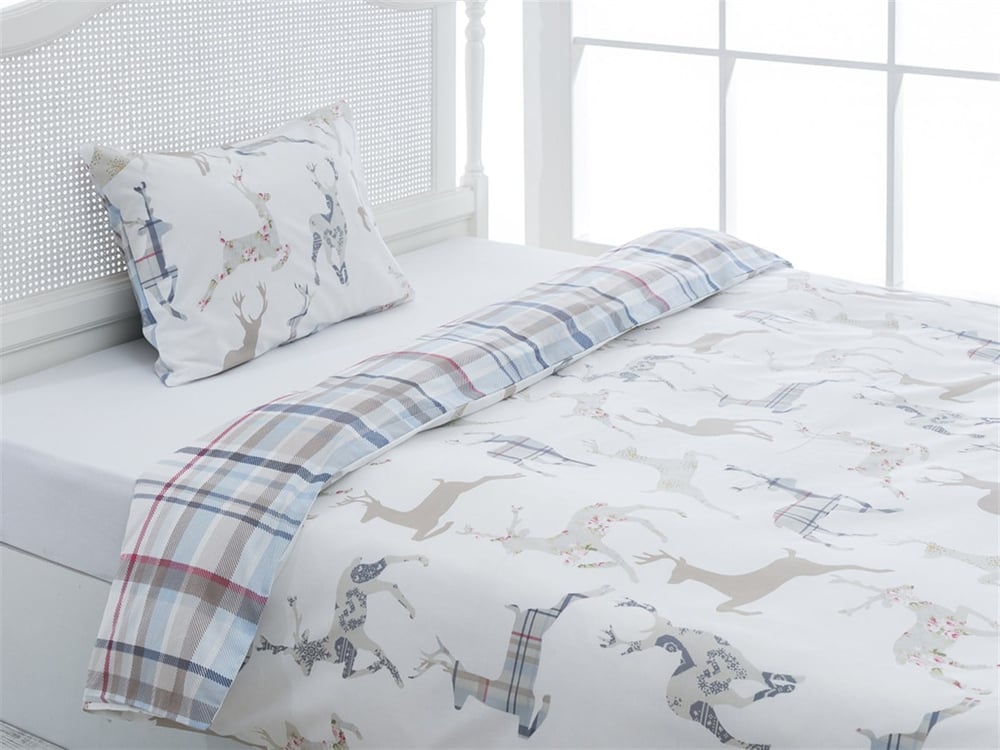 Cerbi fericiți Cu Bumbac Single Lenjerie De Pat 160x220 cm Albastru