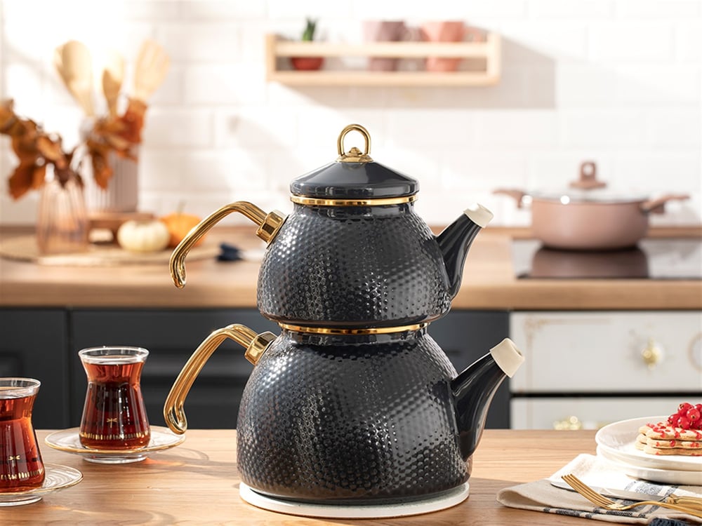 Ceremony Enamel Tea Pot 1,1 Litre + 2,3 Litre Anthracite