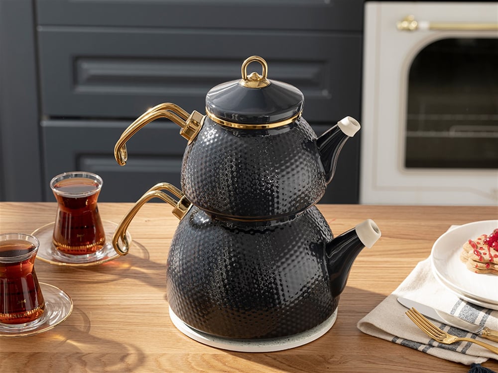 Ceremony Enamel Tea Pot 1,1 Litre + 2,3 Litre Anthracite