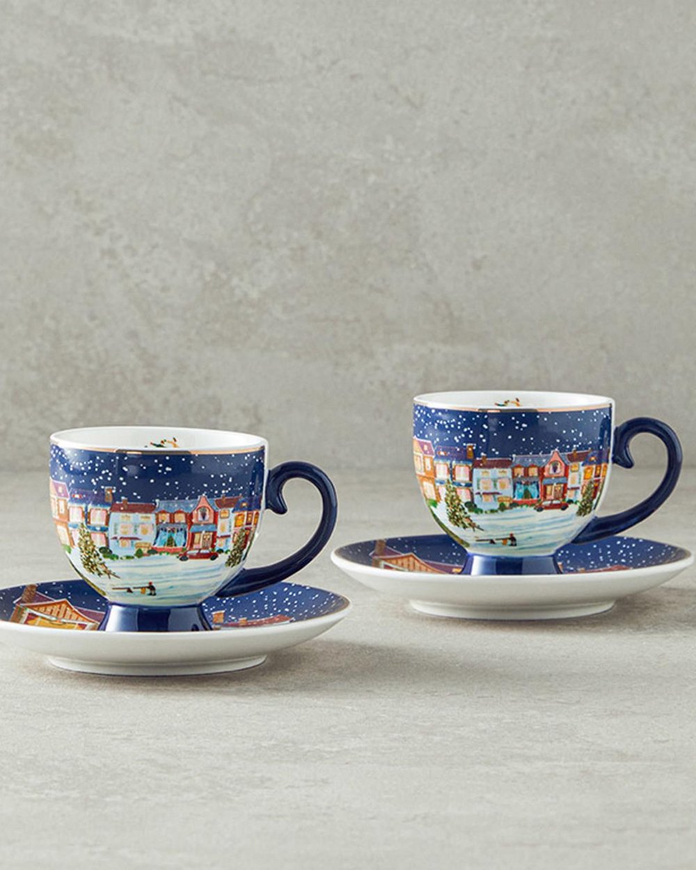 Cheerful Night Porțelan New Bone China 4 Piese 2 Persoane Set De Cești De Cafea 100 ml Bleumarin