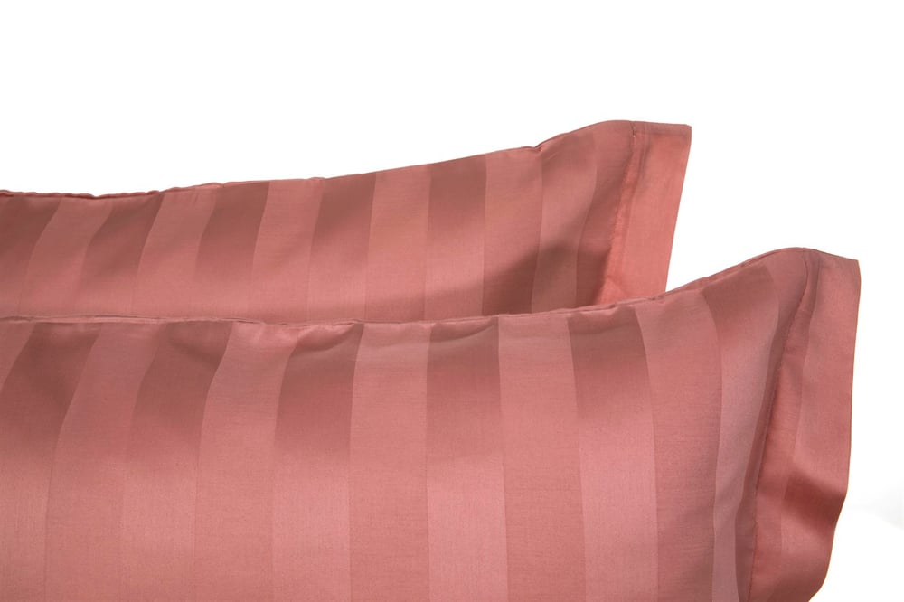 Chic nou Bumbac Satinat Cu Dungi Double Set Lenjerie De Pat 200x220 cm Cărămiziu