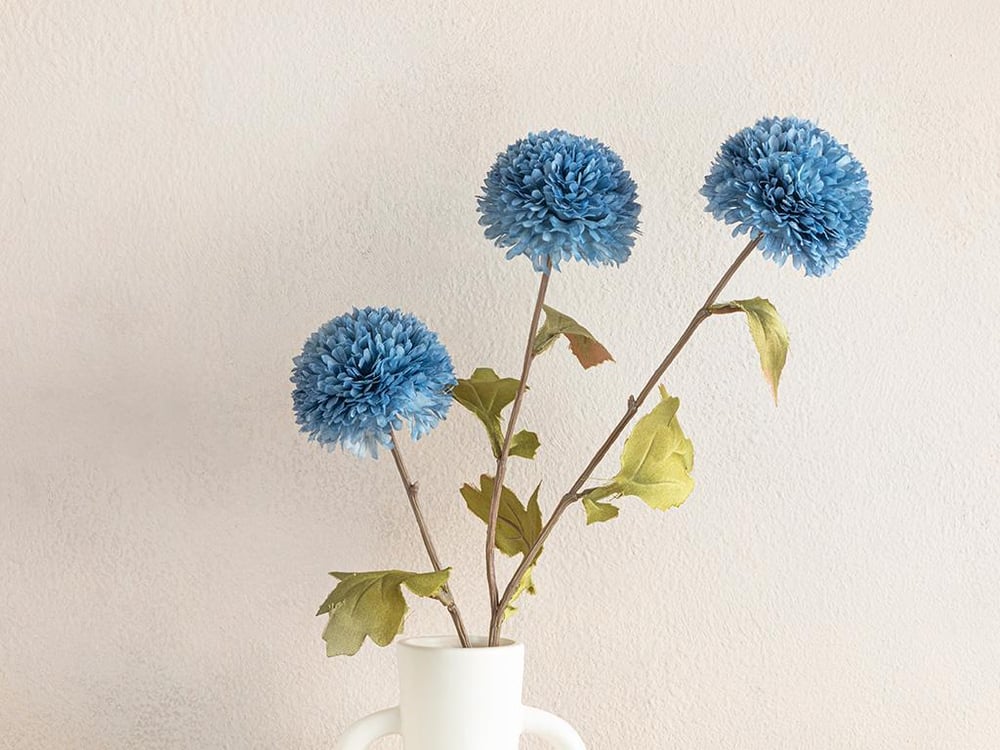 Chrysanthemum Plastic Florı Artıfıcıale 76 Cm Albastru