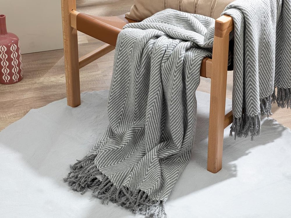 Classy Herringbone Scotch Pătură Tv 130*170 Cm Gri