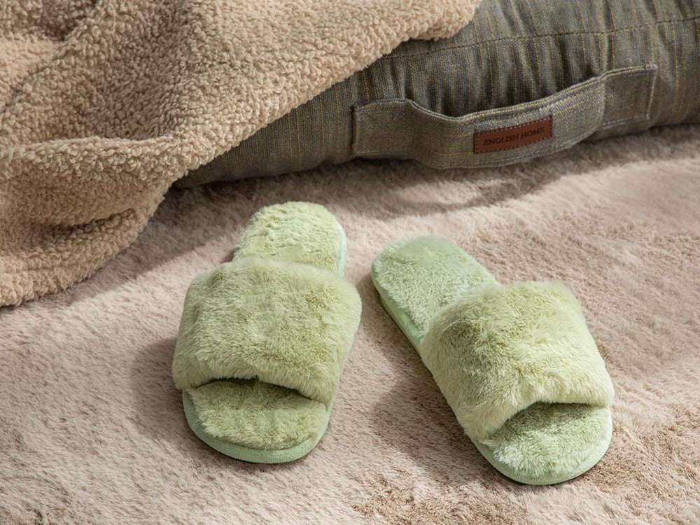 Colorful Plush Women Home Slippers 38 Green
