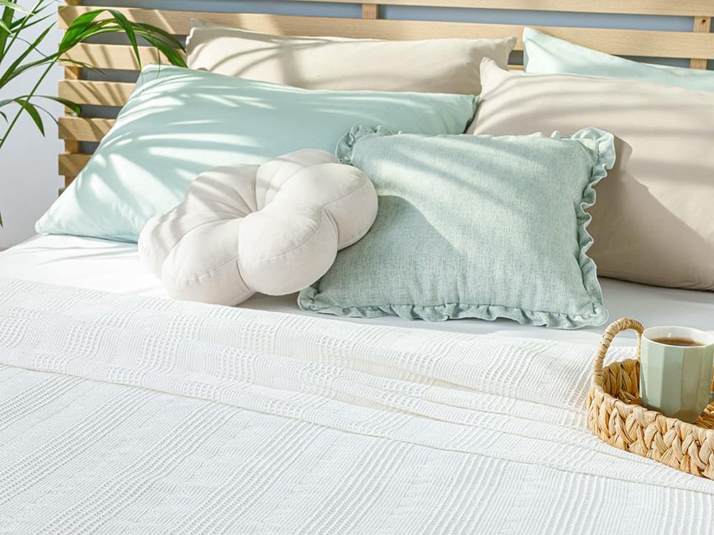 Combe Cu Bumbac Simplu Single Pătură De Vară 150x220 cm Alb