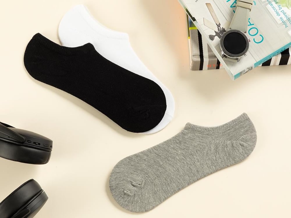 Șosete tălpici, pentru bărbați, 3 perechi, Comfy, bumbac-poliamidă-elastan, mărimea, Standart, negru-alb-gri