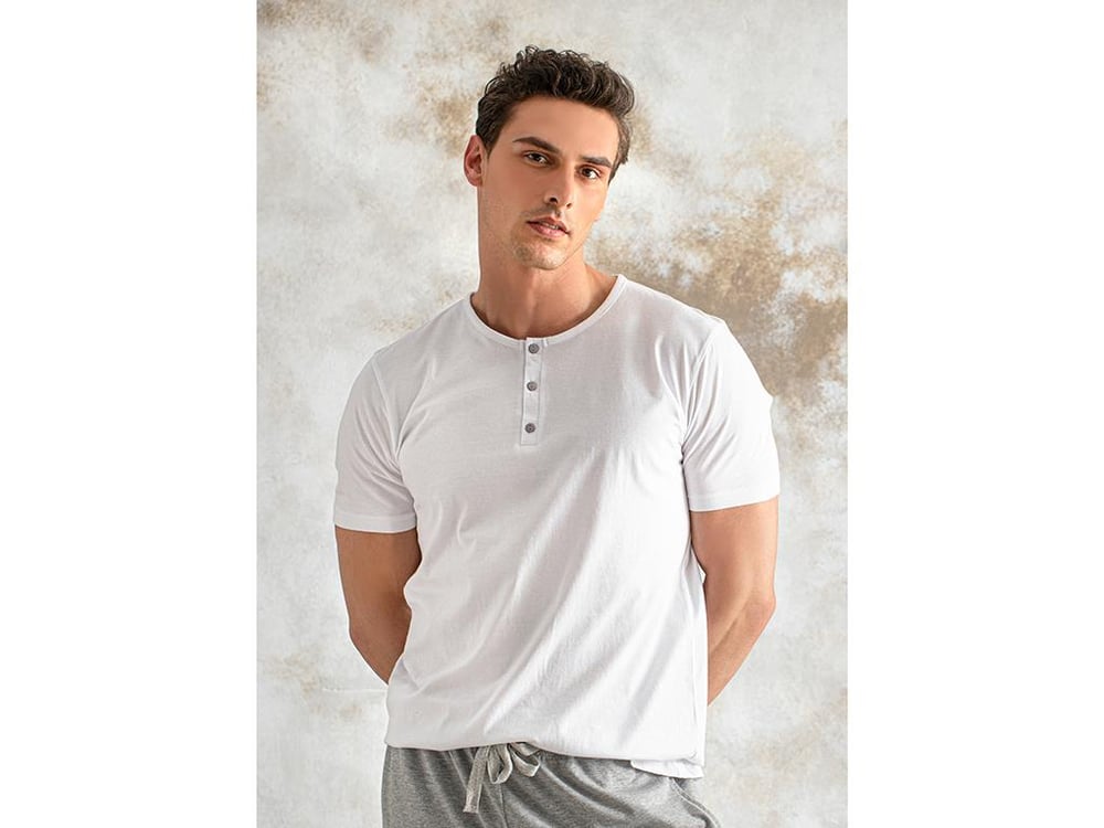 Cool Basic Combed Cotton Mens Pajama Set L Gray