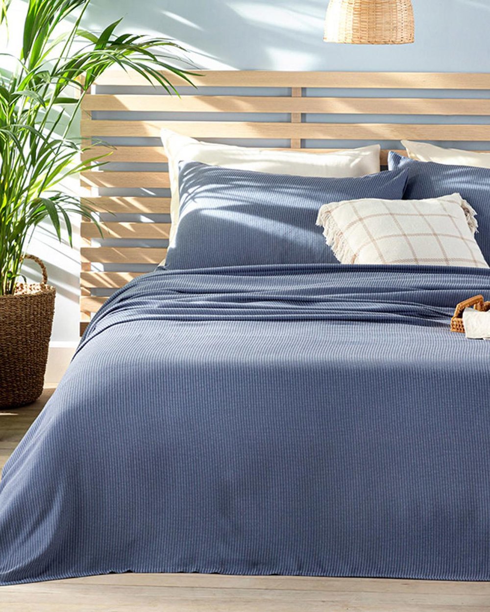 Cool Stripe Soft Touch King Size Set Pătură De Vară 220x240 cm Bleumarin