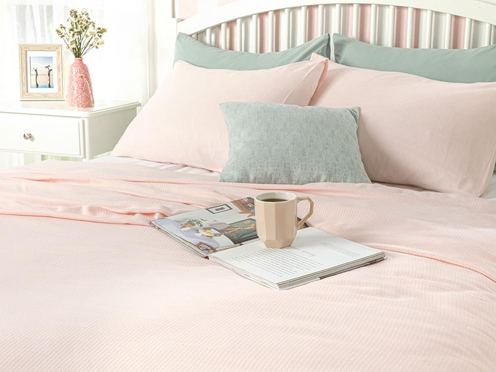 Cool Stripe Soft Touch King Size Set Pătură De Vară 220x240 cm Roz