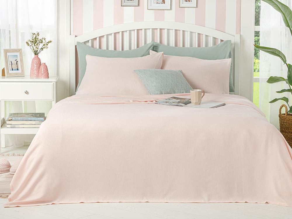 Cool Stripe Soft Touch King Size Set Pătură De Vară 220x240 cm Roz