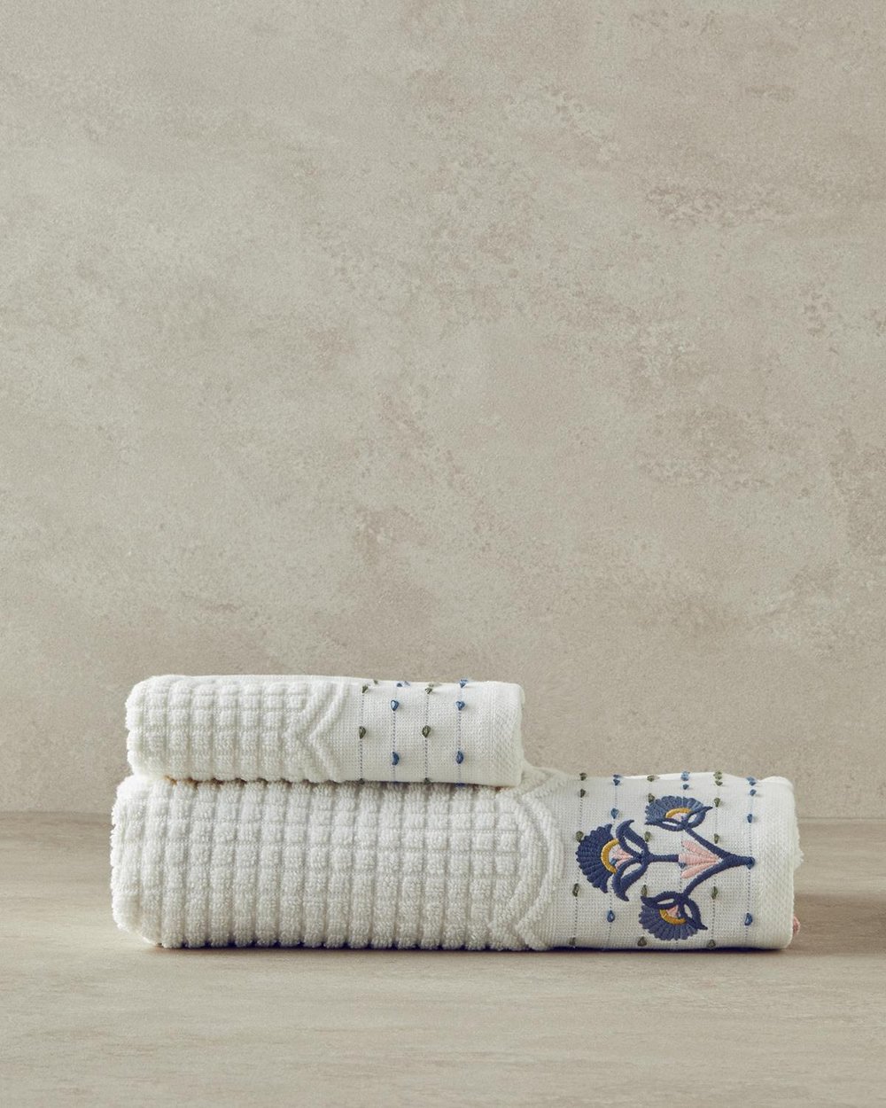 Cu Bumbac Bordurat Prosop De Mâini 30x45 cm Ecru
