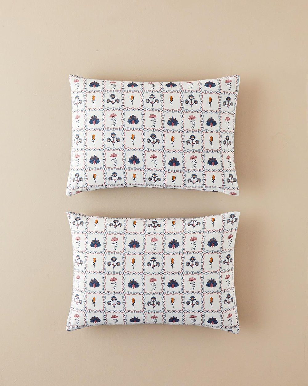 Set 2 fete de perna reversibile, Ornate Fancy, bumbac, 50x70 cm, multicolor-albastru