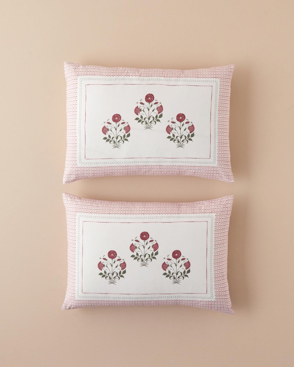 Set 2 fete de perna, Floral Grid, bumbac, 50x70 cm, roz prafuit