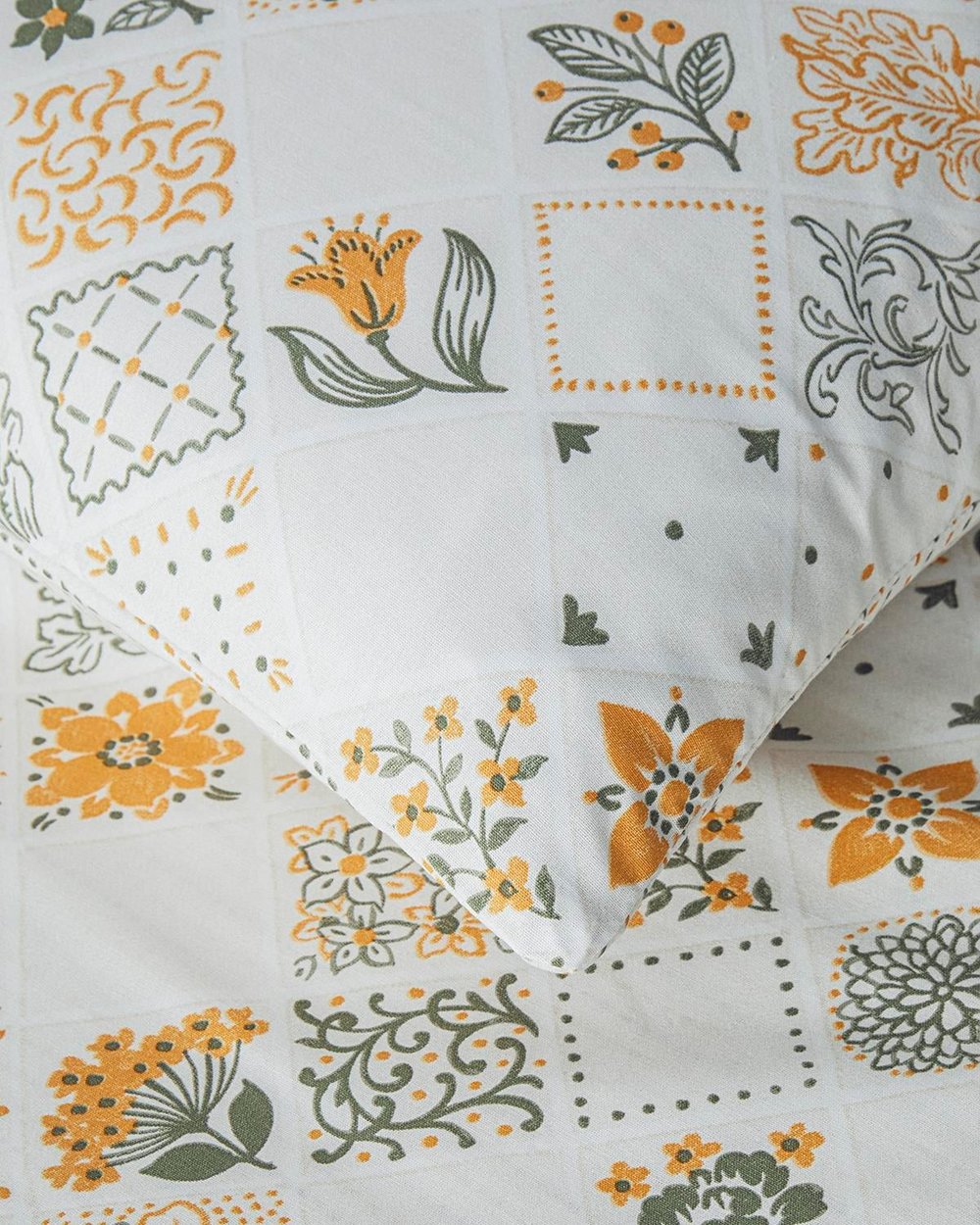 Set husa de pilota cu fete de perna, pentru doua persoane, Vintage Argyle, bumbac, 200x220 cm/50x70 cm, verde-galben