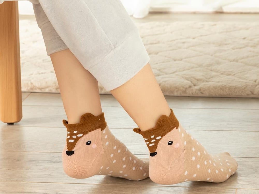 Animals Cotton Women Short-Calf Socks 36-40 Brown