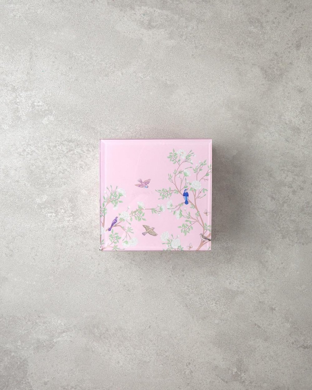 Cutie decorativa, Sakura Garden, sticla, 21x13x8,5 cm, roz pudra