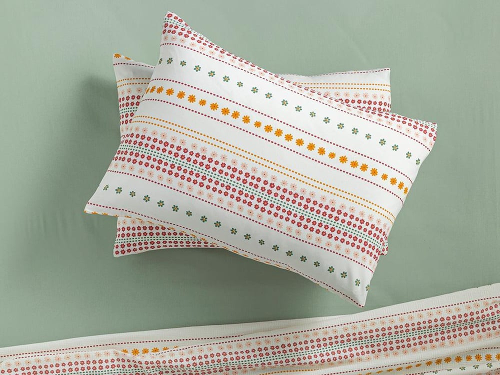 Daisy Lines Față De Pernă Set 2, Ușor De Calcat, 50*70 Cm, Albastru-Maro