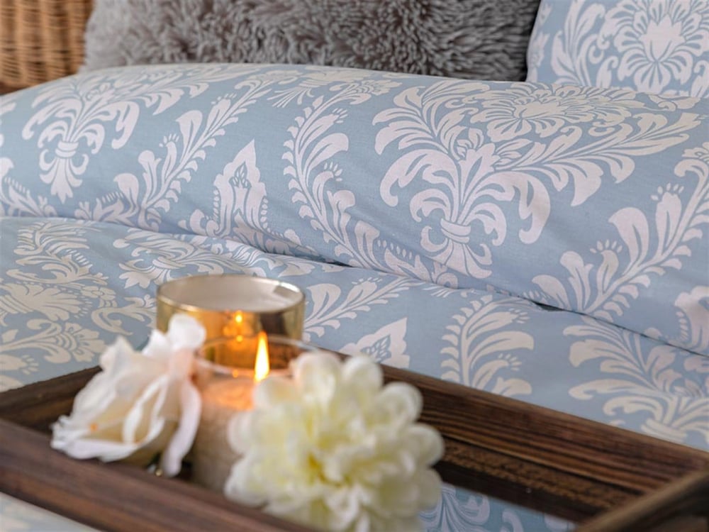 Damask clasic Cu Bumbac Double Set Lenjerie De Pat 200x220 cm Albastru