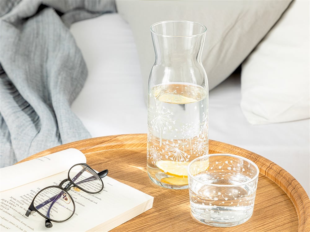 Dandelion Glass Bedside Jug 700 ml White