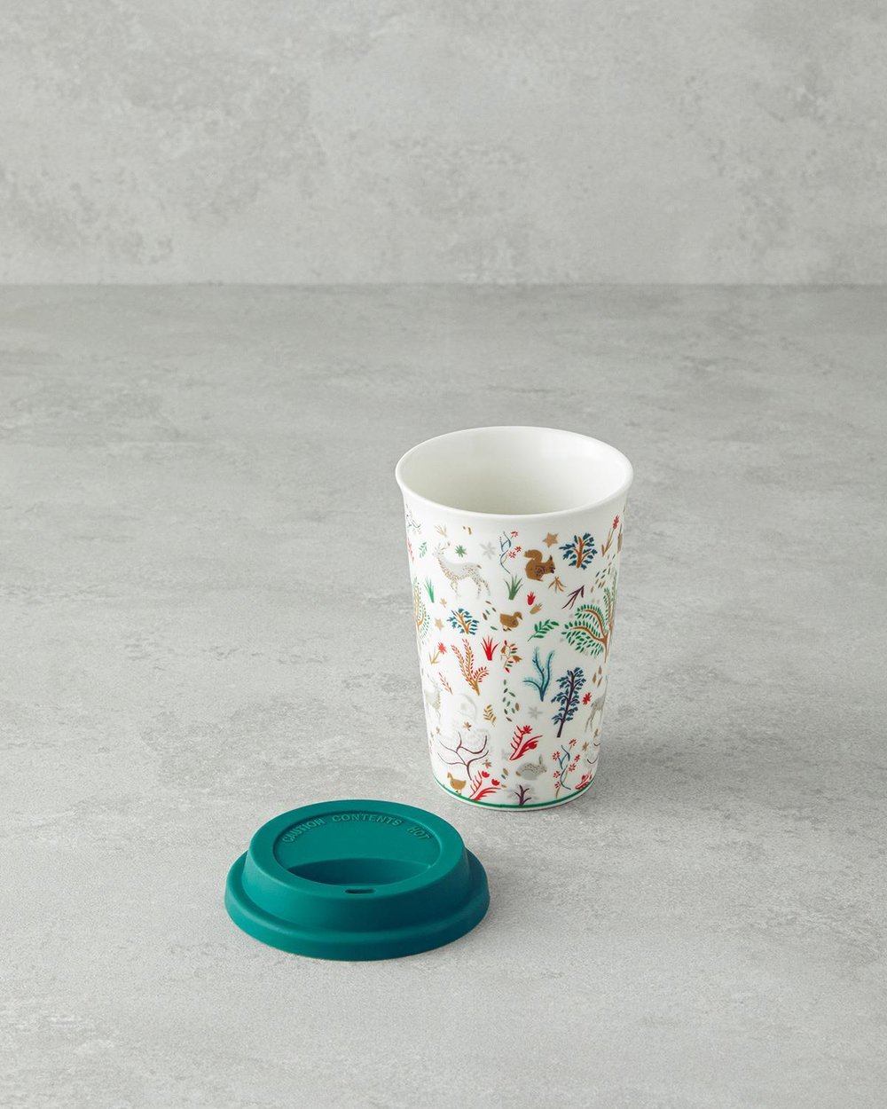 Deep Forest Porțelan New Bone China Cu Capac De Silicon Cană De Călătorie 400 ml Verde