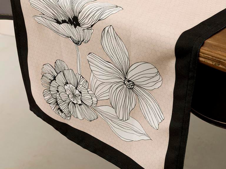 Denby Mix Polyester Rectangular Runner 40x150 cm Beige - Black