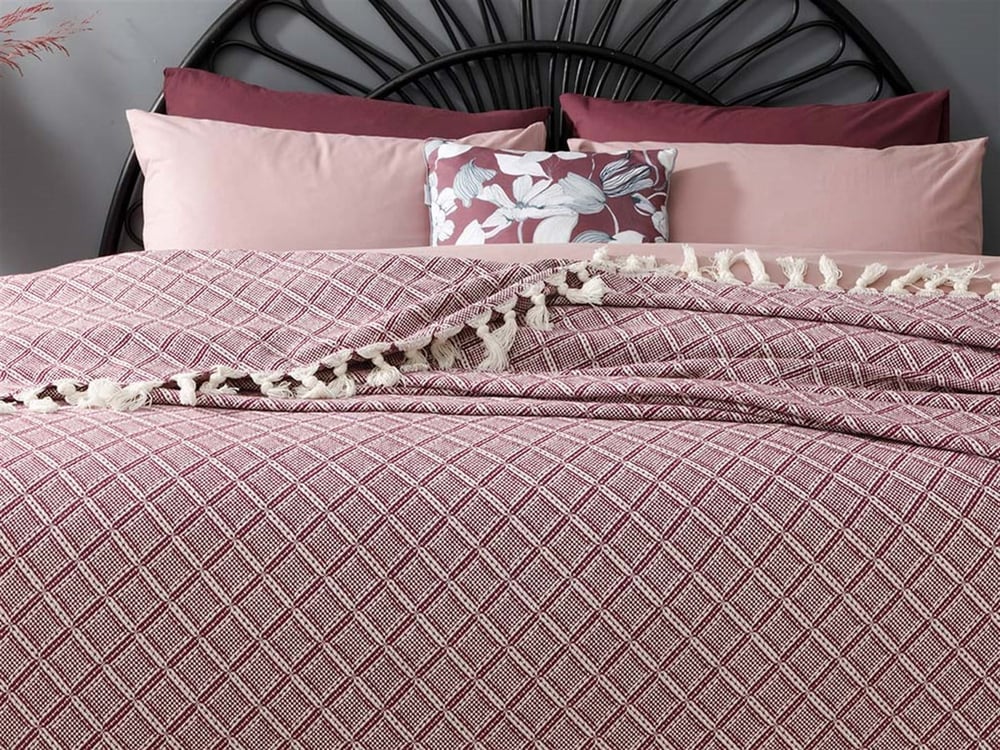 günce Țesătură Double Cuvertură Pat 240x260 cm Violet Închis