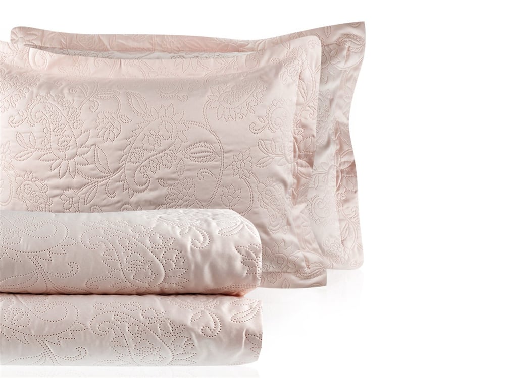 divă  Satin Persoană dublă  SET CUVERTURĂ DE PAT 240x260 cm Pudra