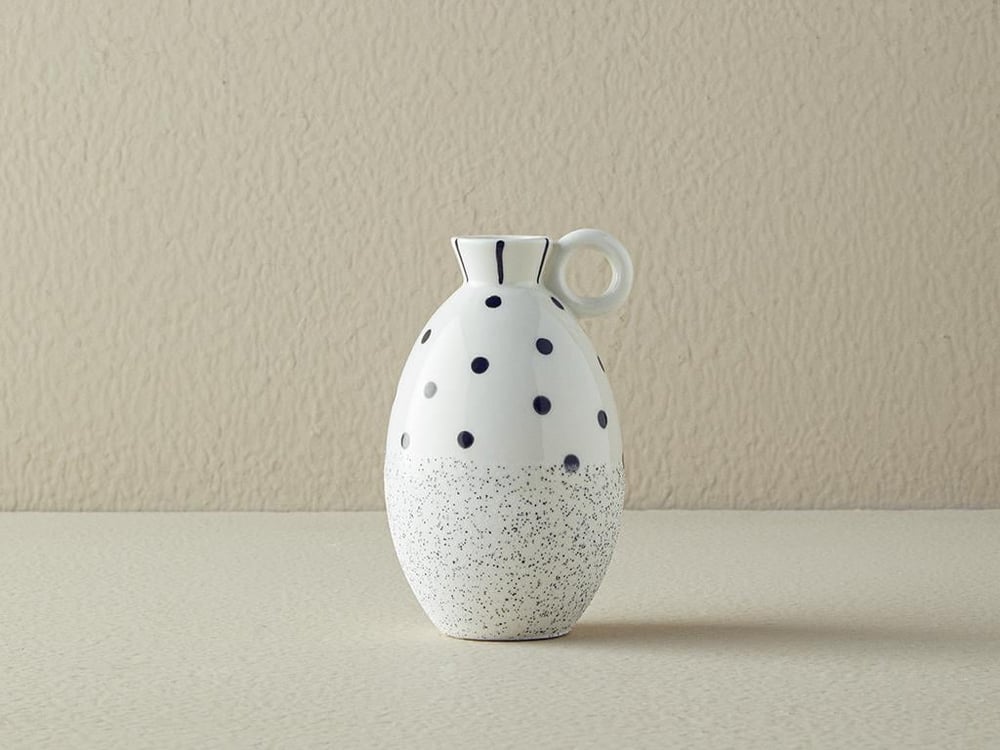 Dotsy Stoneware Vase White