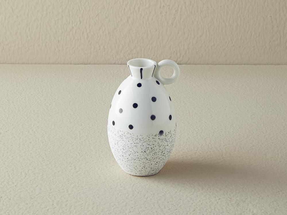 Dotsy Stoneware Vase White