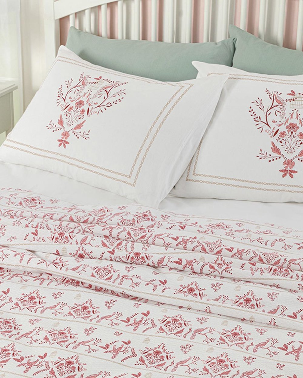 Dream Garden Imprimat King Size Set Pătură De Vară 220x240 cm Bordo