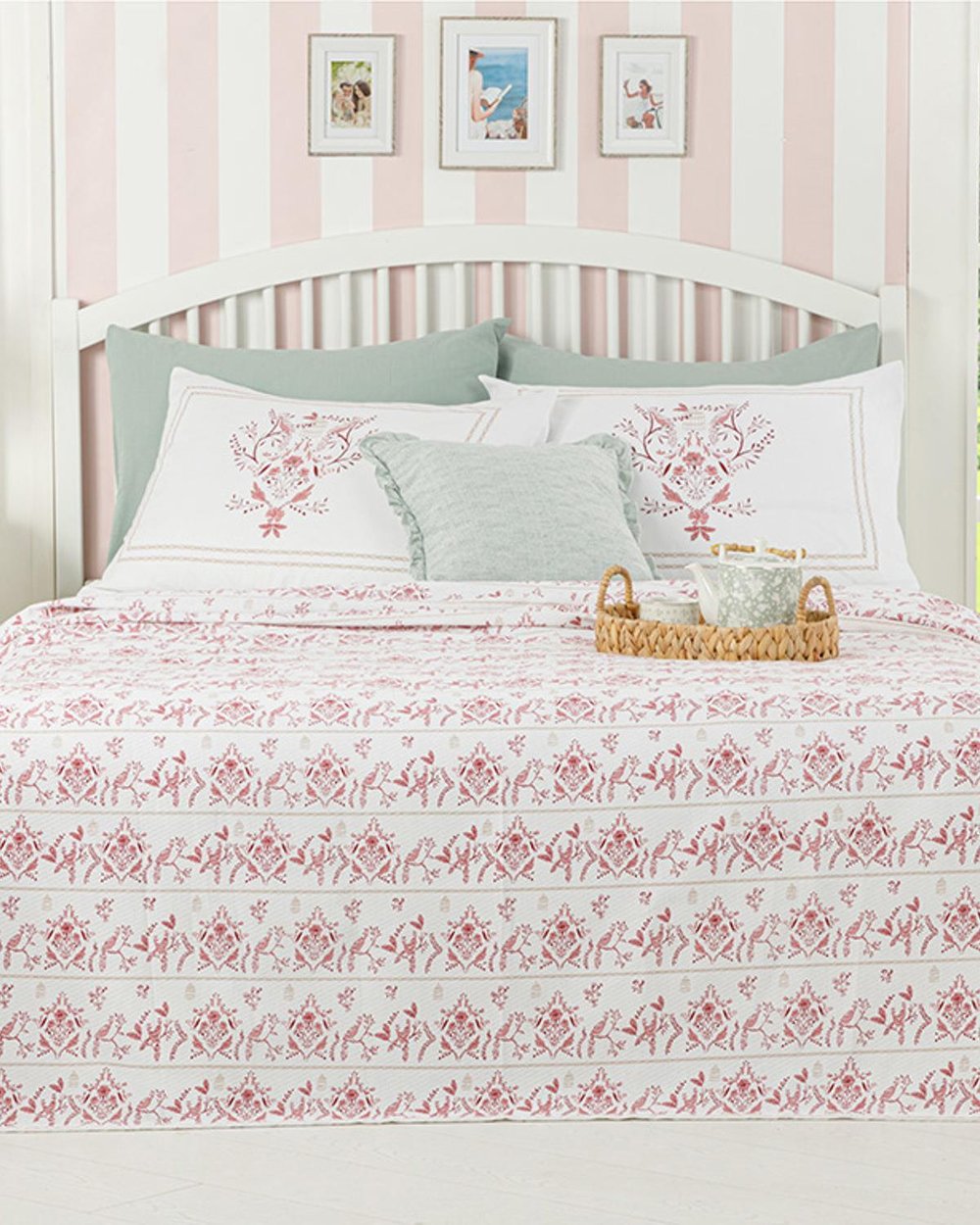 Dream Garden Imprimat King Size Set Pătură De Vară 220x240 cm Bordo