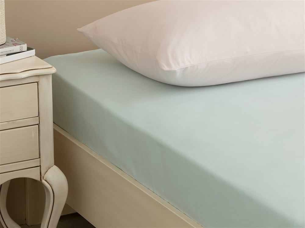 drept Cu Bumbac Dimensiune İntermediară Cearșaf Cu Elastic 140x200 cm Seledon Deschis