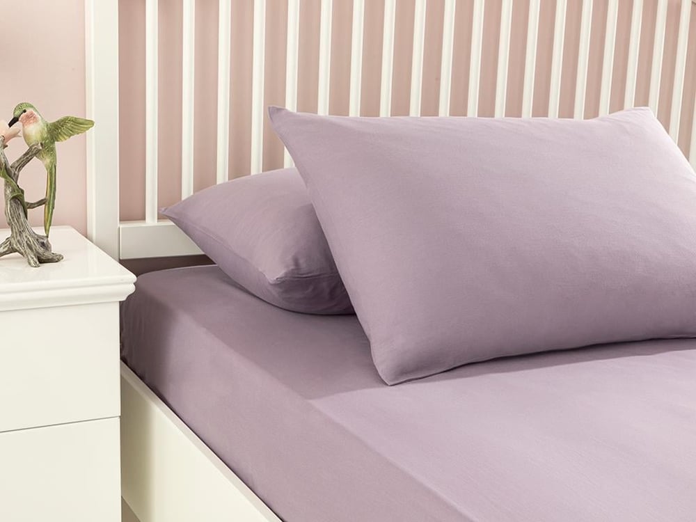 drept Bumbac  King Size  SET DE CEARȘAFURI E 180x200 cm Lila