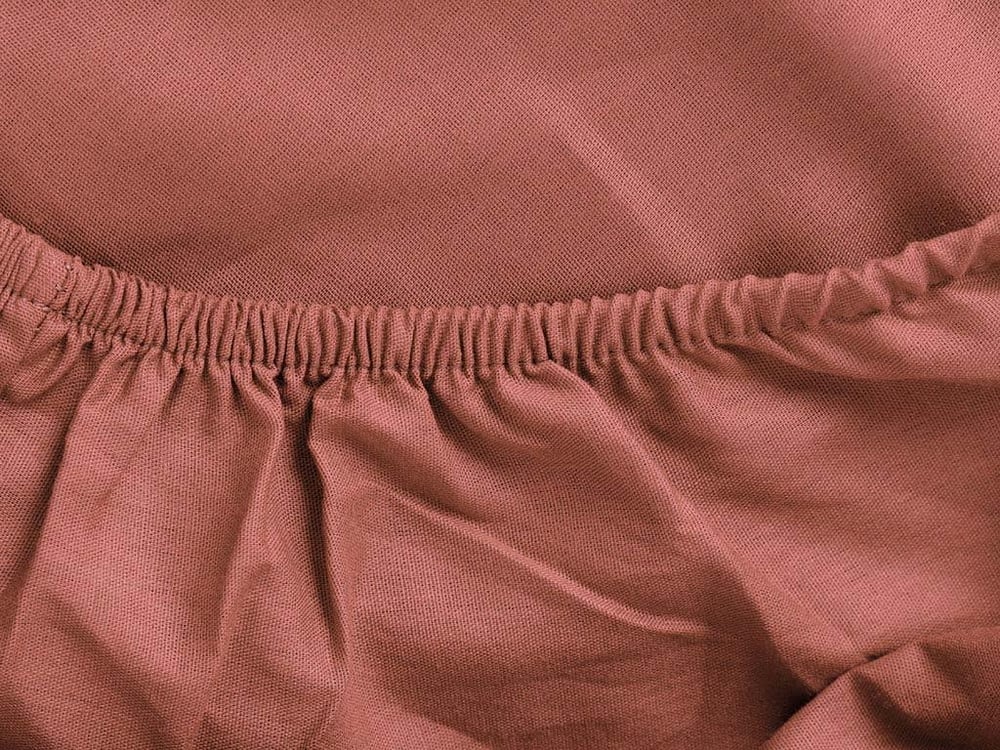 drept Cu Bumbac Double Set Cearșaf Cu Elastic 160x200 cm Trandafirului Uscat Închis.