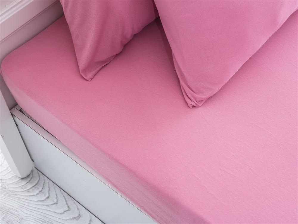 drept Penye Double Set Cearșaf Cu Elastic 160x200 cm Culoarea Trandafirului Uscat.