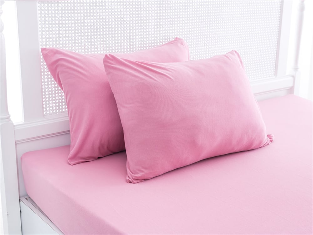 drept Penye Double Set Cearșaf Cu Elastic 160x200 cm Culoarea Trandafirului Uscat.