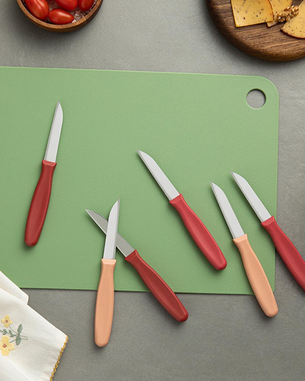 Easy Cut Cuțit Set 6, Oțel, 16 Cm, Gri-Verde