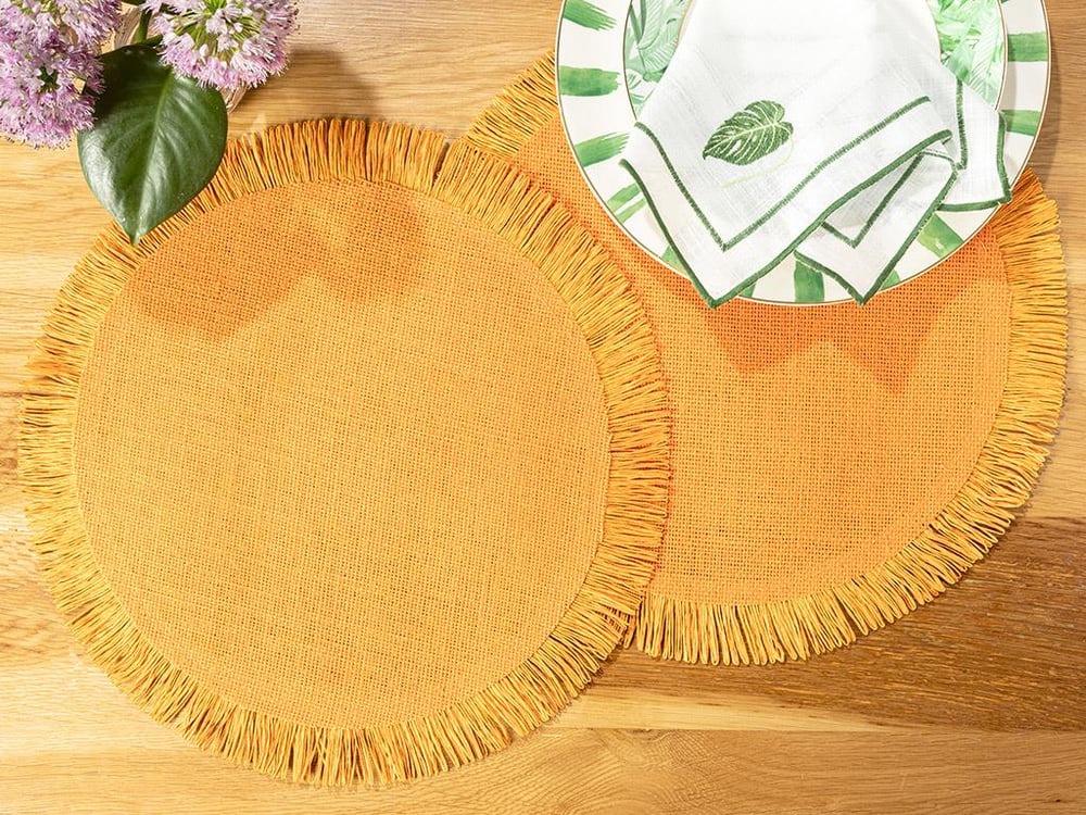 Edna Jute 2 Set Place Mat 38 cm Orange,