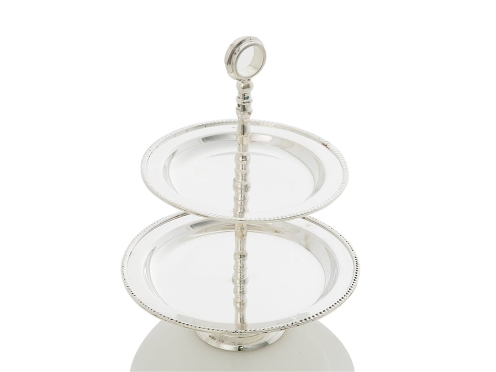 Elegant Placat cu argint  2 etaje  ETAJERĂ DE SERVIT 20 cm Argint.