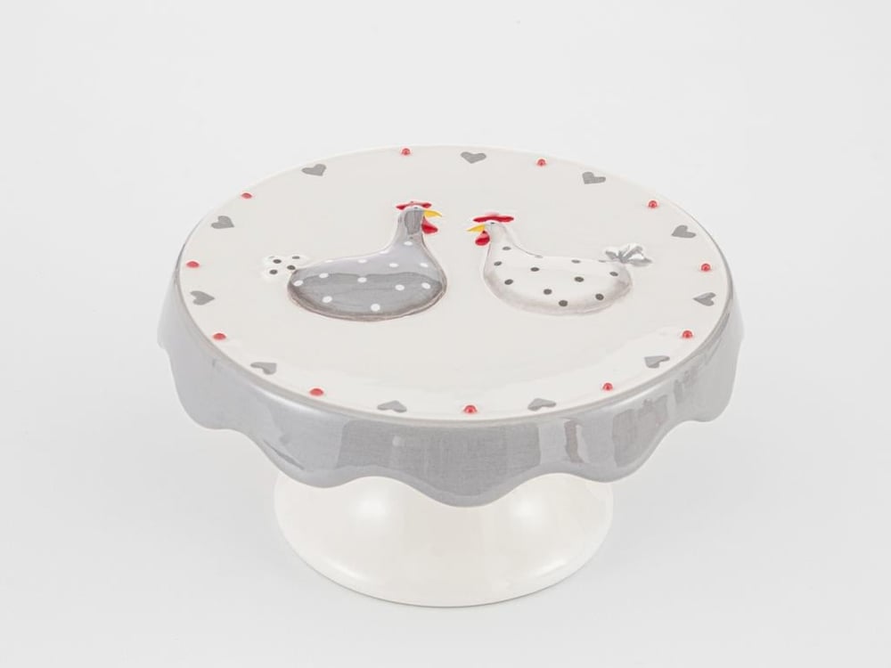 Est Ceramică Stand Pentru Chec 16.5*16.5*8 Cm Alb-Cenușiu