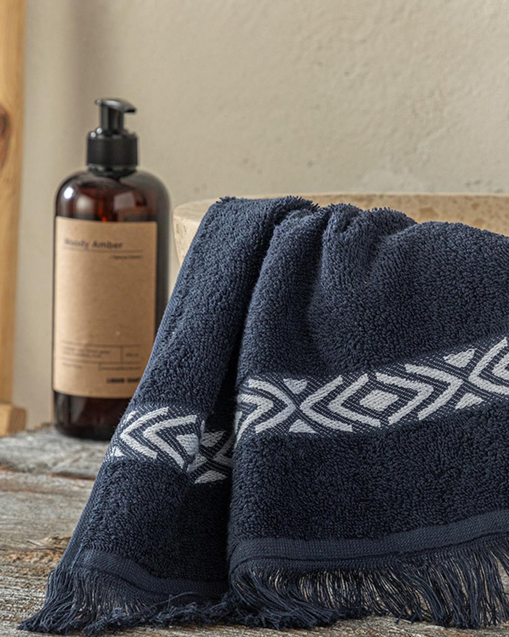 Ethnic Cotton Hand Towel 30x40 cm Dark Blue